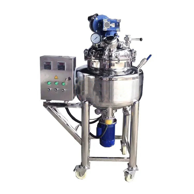Liquid Emulsion Reactor Homogeneous Tank Agitator Electric Steam Heated Mixer Jacket Stainless Steel Mixing Tank